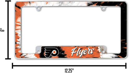 Philadelphia Flyers Metal License Plate Frame Chrome Tag Cover Tie Dye Design 6x12 Inch