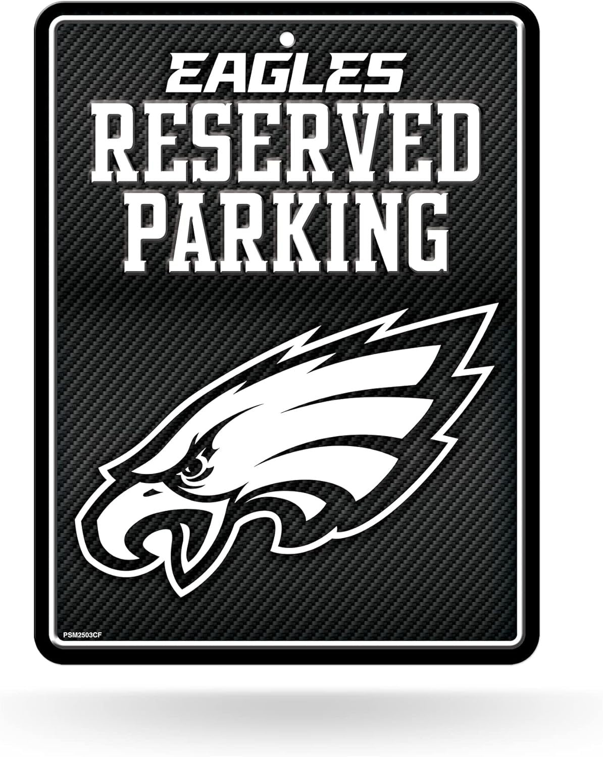 Philadelphia Eagles Metal Wall Parking Sign, 8.5x11 Inch, Carbon Fiber Design, Great for Man Cave, Bed Room, Office, Home Decor