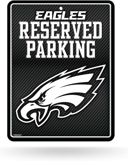 Philadelphia Eagles Metal Wall Parking Sign, 8.5x11 Inch, Carbon Fiber Design, Great for Man Cave, Bed Room, Office, Home Decor
