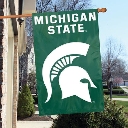 Michigan State University Spartans Premium House Banner Flag, Double Sided, Applique & Embroidered, 28x44 Inch