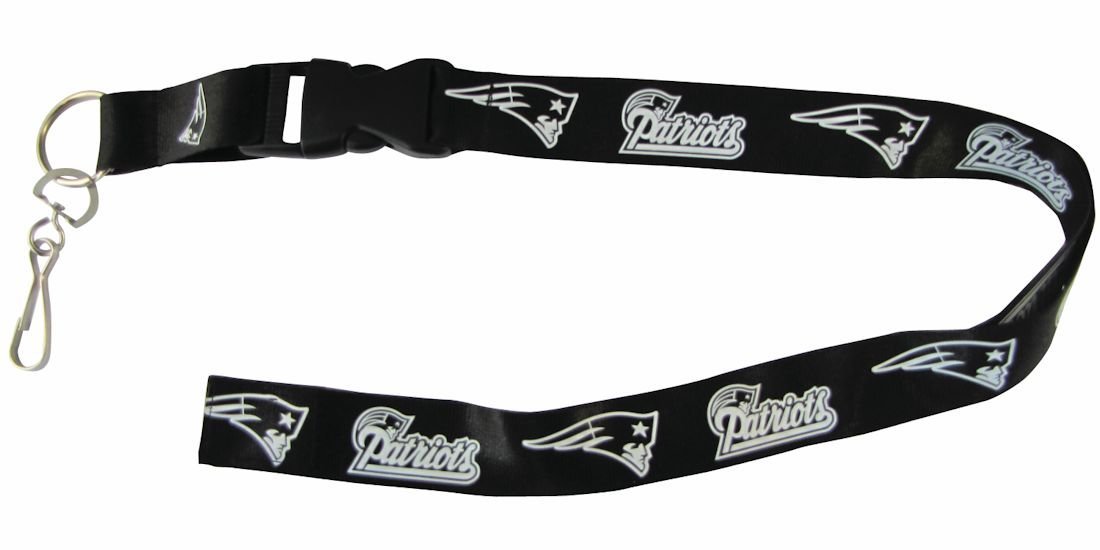 New England Patriots Premium Lanyard Keychain, Breakaway Safety Style, Blackout Design, Adult Size, 36 x .75 Inch