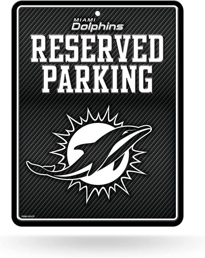 Miami Dolphins Metal Parking Sign, Carbon Fiber Design 8.5x11 Inch