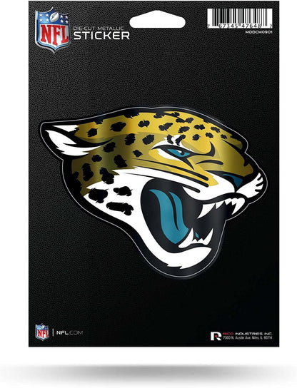 Jacksonville Jaguars 5 Inch Die Cut Flat Vinyl Decal Sticker Chrome Metallic Shimmer Design Adhesive Backing