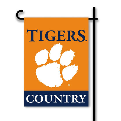 Clemson University Tigers Premium Double Sided Garden Flag, Country Design, 13x18 Inch, Display Pole Sold Separately