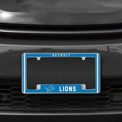 Detroit Lions Metal License Plate Frame Chrome Tag Cover Alternate Design 6x12 Inch