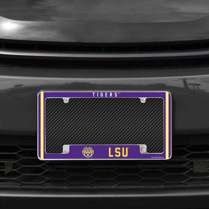 Louisiana State University Tigers LSU Metal License Plate Frame Chrome Tag Cover Alternate Design 6x12 Inch