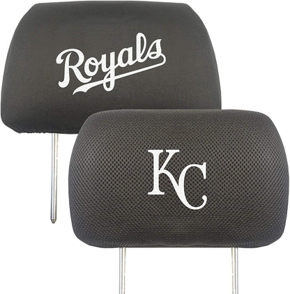 Kansas City Royals Pair of Premium Embroidered Auto Head Rest Covers, Black Elastic, 10x14 Inch