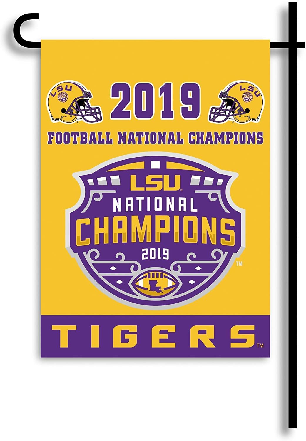 Louisiana State University Tigers LSU 2018 Champions Premium Double Sided Garden Flag, 13x18 Inch, Display Pole Sold Separately