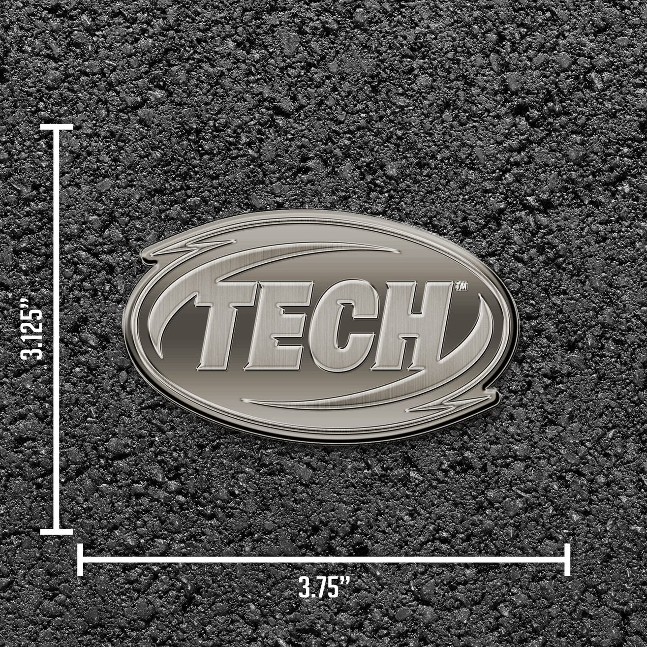 Arkansas Tech University Wonder Boys Solid Metal Auto Emblem, Antique Nickel Finish, Raised, Die Cut, 3.5 Inch, Adhesive Tape Backing