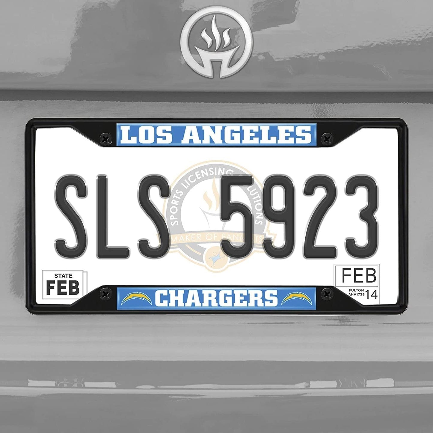 Los Angeles Chargers Black Metal License Plate Frame Tag Cover 12x6 Inch