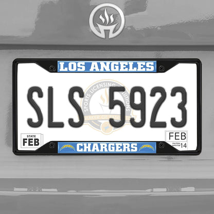 Los Angeles Chargers Black Metal License Plate Frame Tag Cover 12x6 Inch