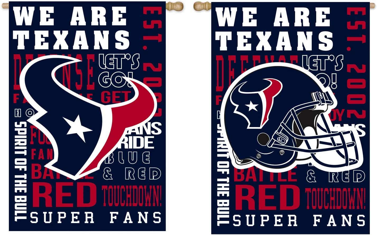 Houston Texans Premium Double Sided Banner Flag 28x44 Inch Fan Rules Design Indoor Outdoor