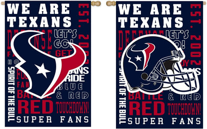 Houston Texans Premium Double Sided Banner Flag 28x44 Inch Fan Rules Design Indoor Outdoor