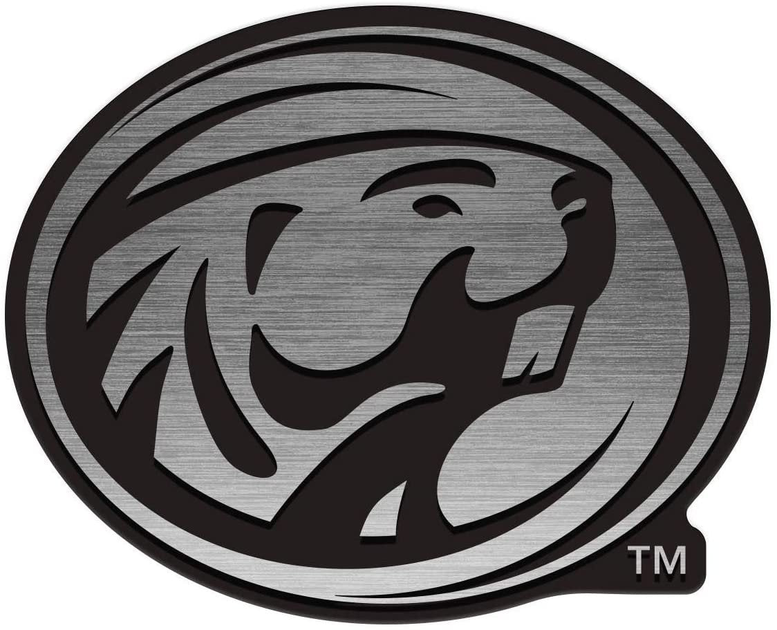 Bemidji State University Beavers Premium Solid Metal Raised Auto Emblem, Antique Nickel Finish, Shape Cut, Adhesive Backing, Size Varies, Officially Licensed