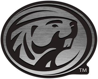 Bemidji State University Beavers Premium Solid Metal Raised Auto Emblem, Antique Nickel Finish, Shape Cut, Adhesive Backing, Size Varies, Officially Licensed