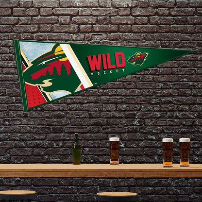 Minnesota Wild Soft Felt Pennant, Primary Design, 12x30 Inch, Easy To Hang