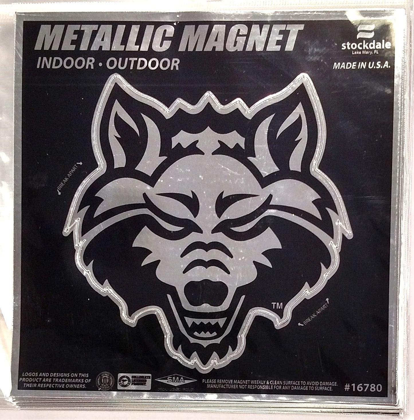 Arkansas State University Red Wolves 6 Inch Magnet Metallic Shimmer Design