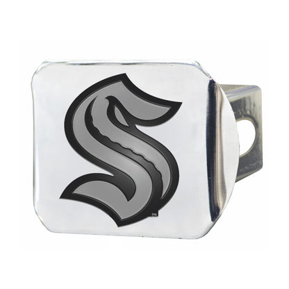 Seattle Kraken Hitch Cover Solid Metal with Raised Chrome Metal Emblem 2" Square Type III