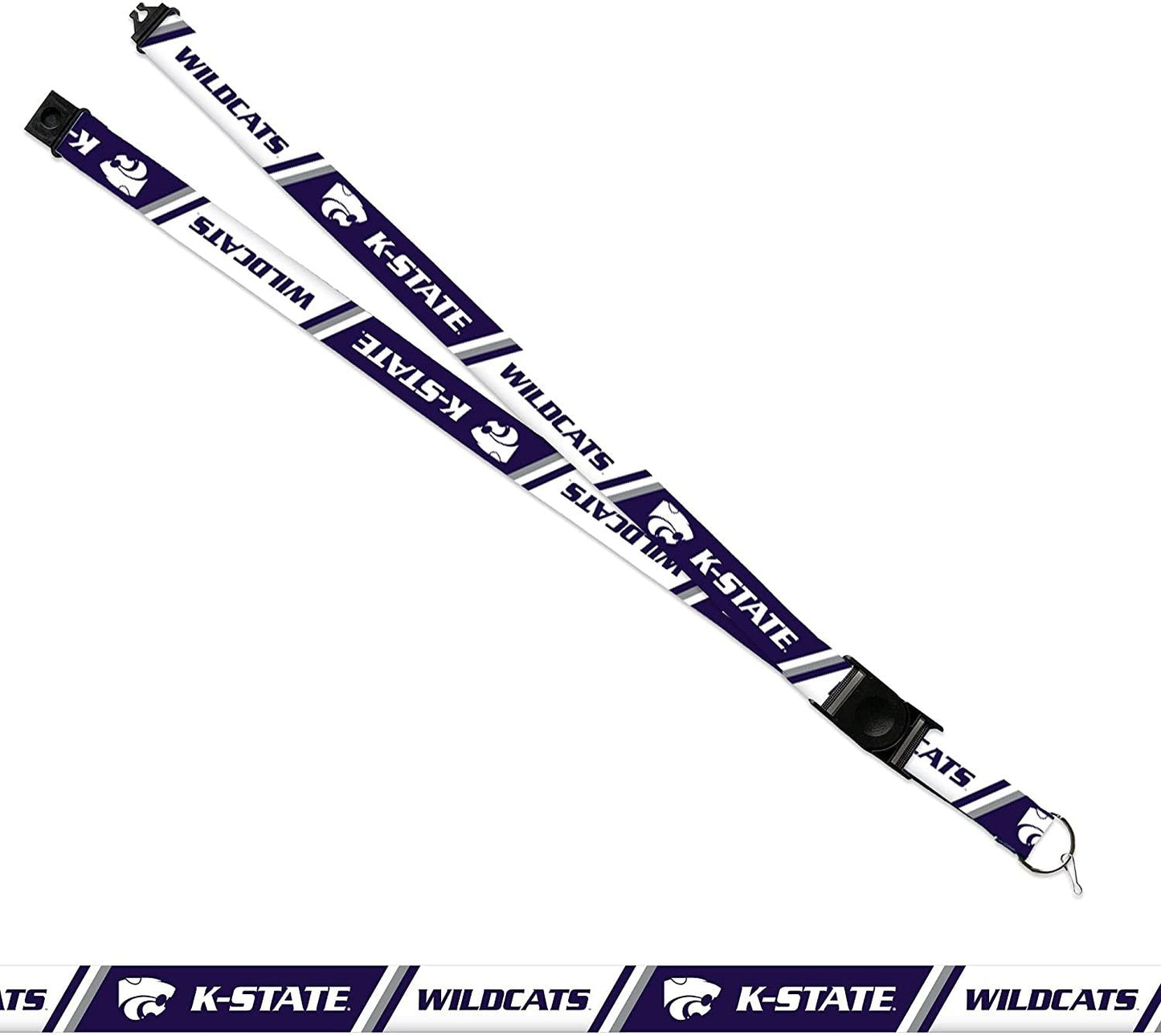 Kansas State University Wildcats Lanyard Keychain Double Sided 18 Inch Button Clip Safety Breakaway