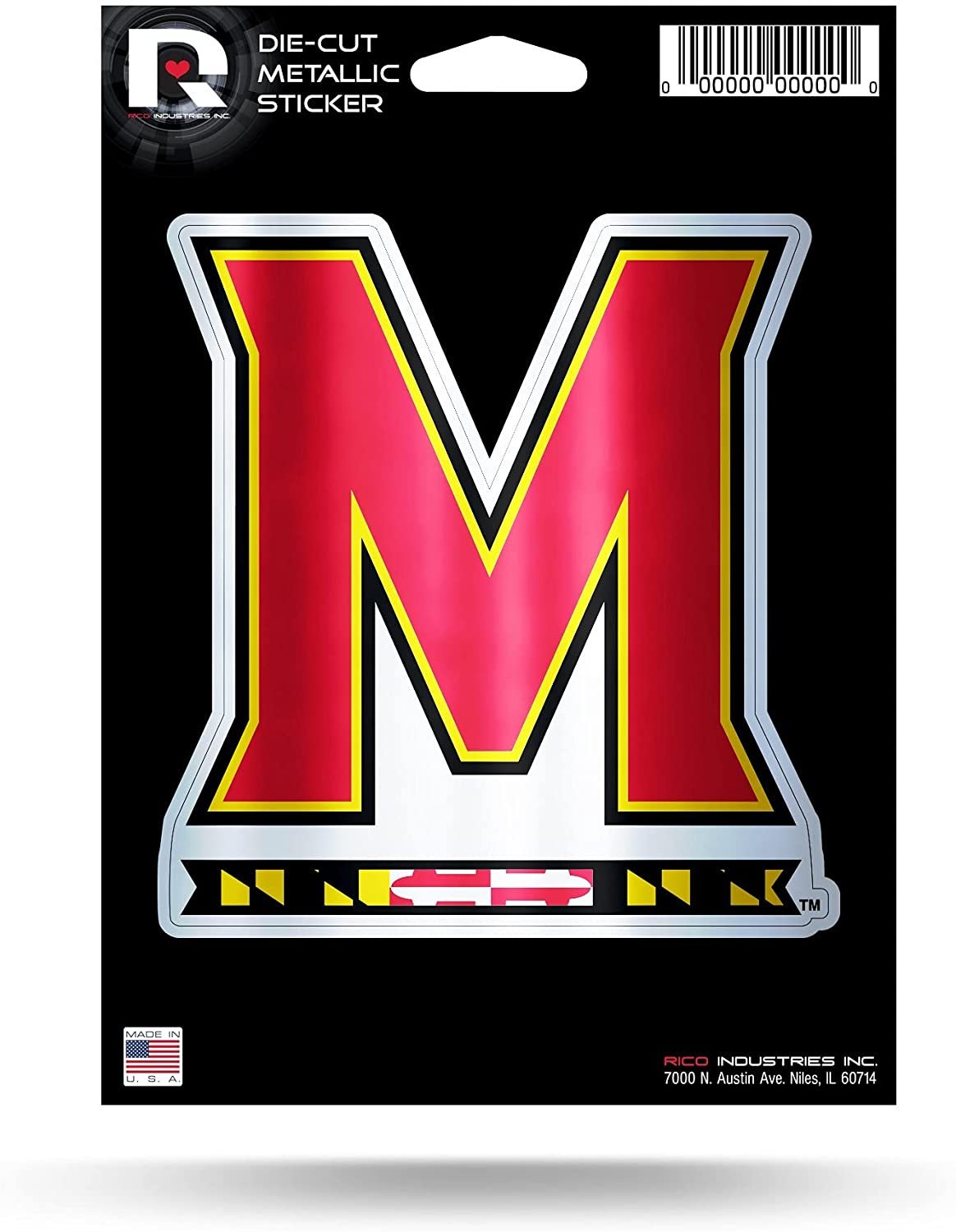 University of Maryland Terrapins 5 Inch Sticker Decal Metallic Shimmer Design Flat Vinyl