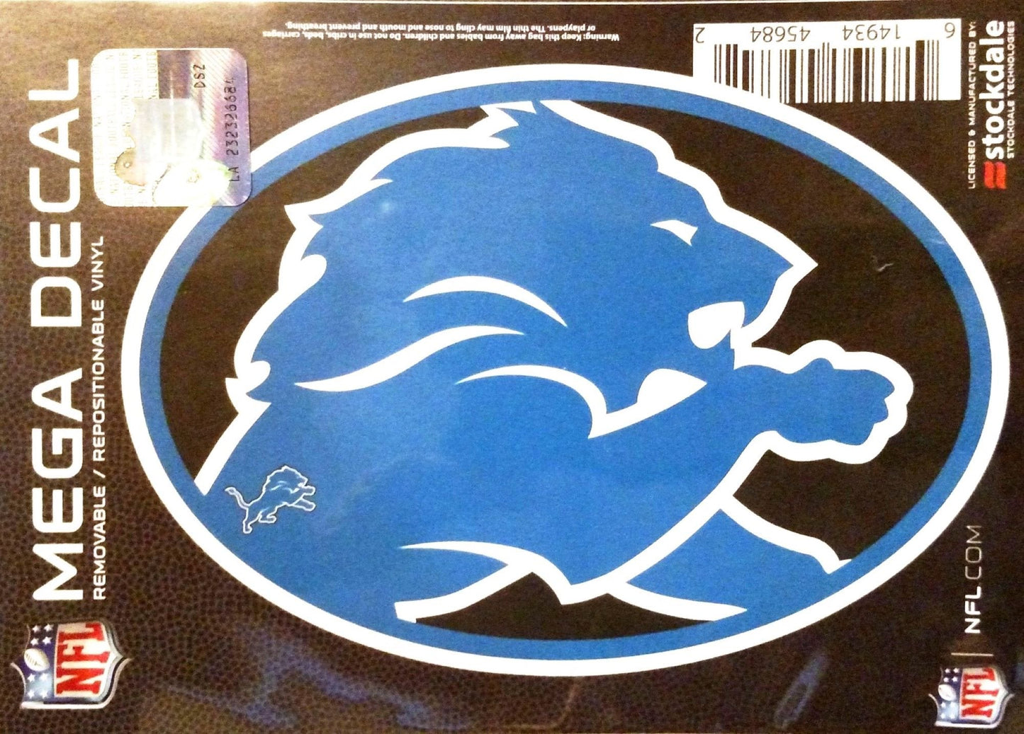 Detroit Lions 5 Inch Oval Sticker Decal, Mega Logo, Flat Vinyl, Full Adhesive Backing, Peel and Stick Application, Officially Licensed, Made in the USA