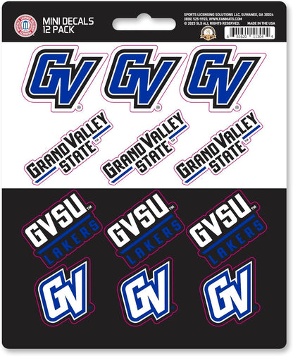 Grand Valley State University Lakers 12-Piece Mini Decal Sticker Set, 5x6 Inch Sheet, Gift for football fans for any hard surfaces around home, automotive, personal items