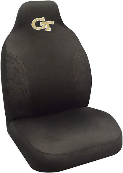 Georgia Tech University Yellow Jackets Premium Embroidered Black Auto Bucket Seat Cover, 48x20 Inch, Elastic