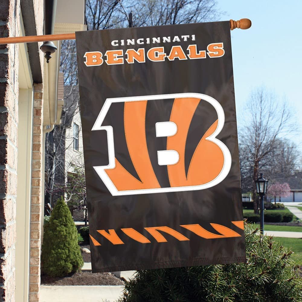 Cincinnati Bengals Banner Flag Premium Embroidered Double Sided 28x44 Applique