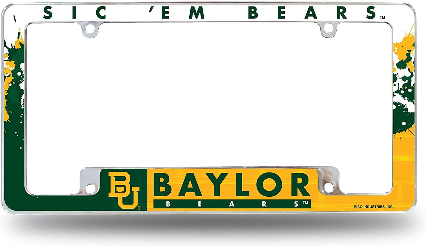 Baylor University Bears Metal License Plate Frame Tag Cover All Over Design 12x6 Inch
