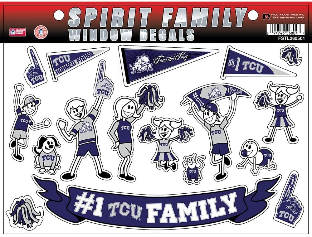 Texas Christian University Horned Frogs TCU Family Decals Sheet, 8x11 Inch
