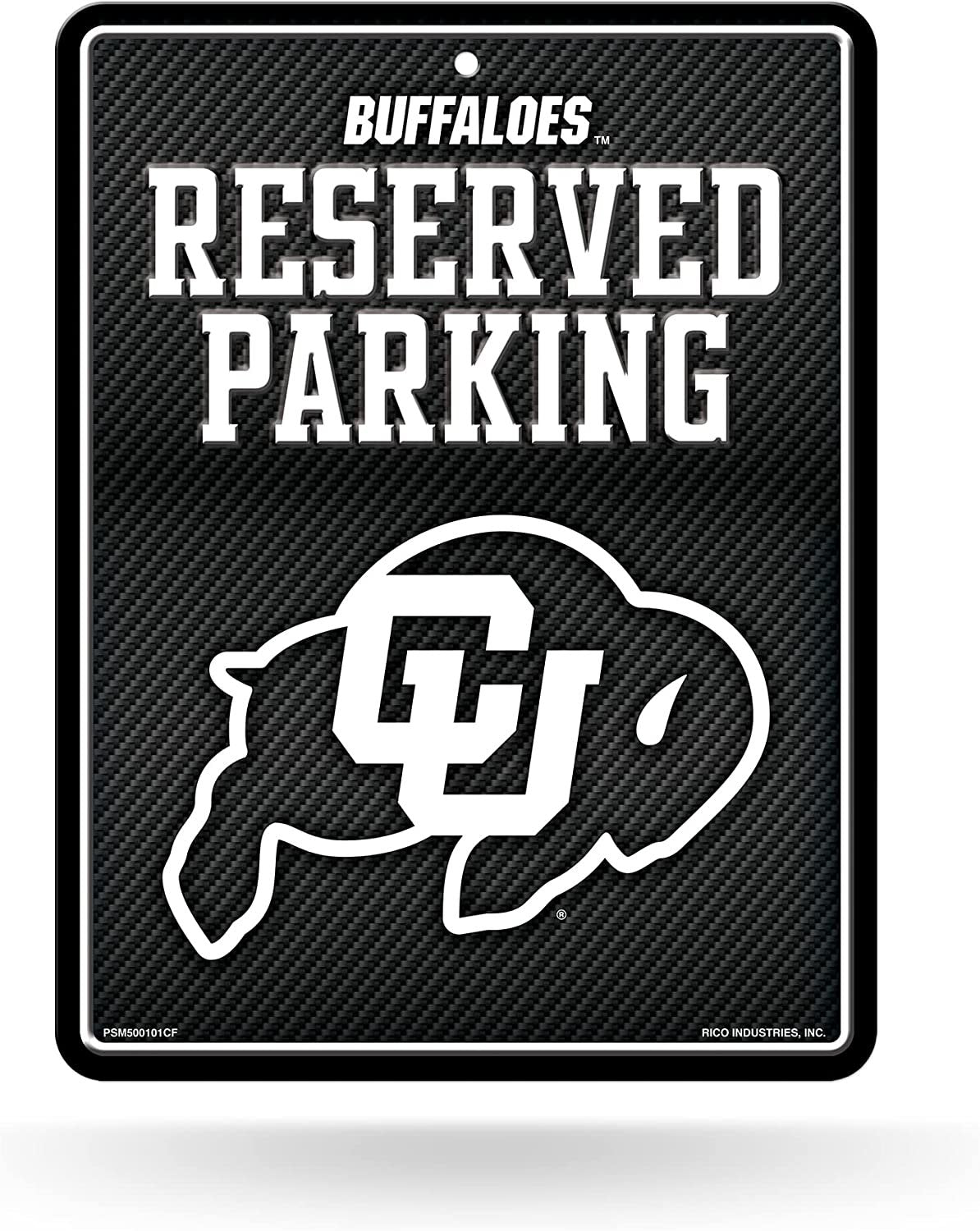 University of Colorado Buffaloes Metal Parking Novelty Wall Sign 8.5 x 11 Inch Carbon Fiber Design