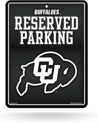 University of Colorado Buffaloes Metal Parking Novelty Wall Sign 8.5 x 11 Inch Carbon Fiber Design
