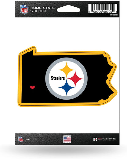 Pittsburgh Steelers 5 Inch Sticker Decal, Home State Design, Flat Vinyl, Full Adhesive Backing