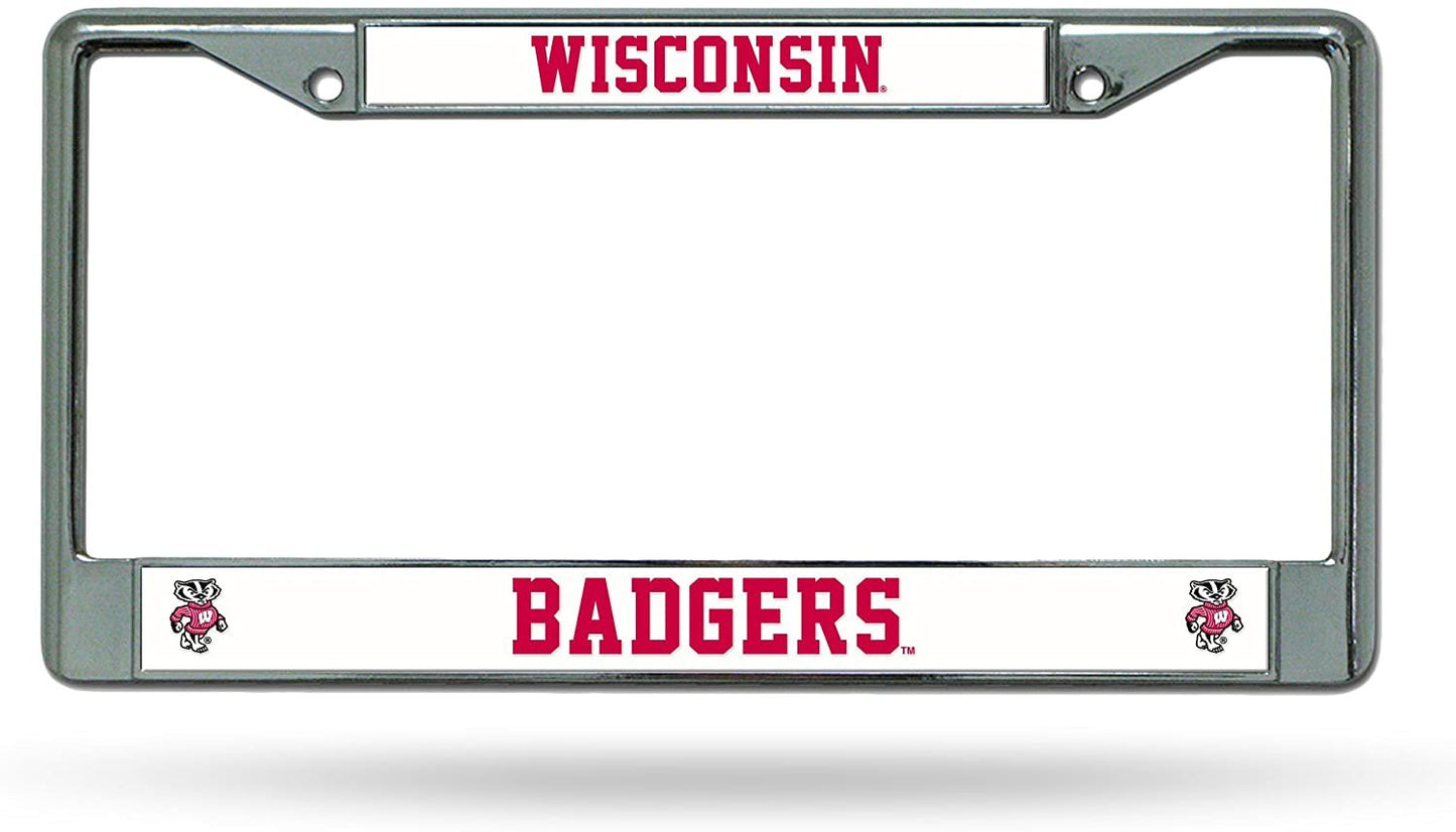 University of Wisconsin Badgers Premium Metal License Plate Frame Chrome Tag Cover, 12x6 Inch