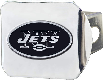 New York Jets Hitch Cover Solid Metal with Raised Chrome Metal Emblem 2" Square Type III