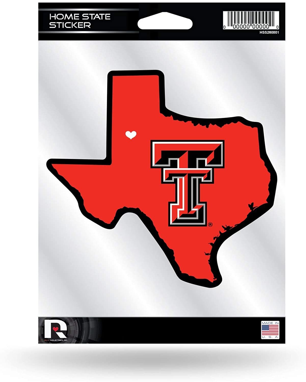 Texas Tech University Red Raiders Home State Sticker Decal Flat Vinyl 5 Inch