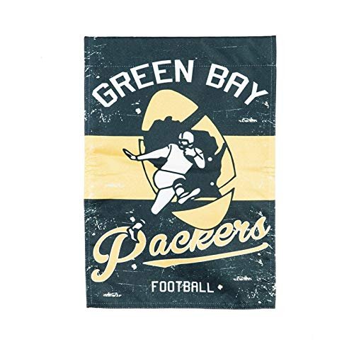 Green Bay Packers Premium 2-Sided Garden Flag Banner, Vintage Design, Retro Logo, Linen, 13x18 Inch