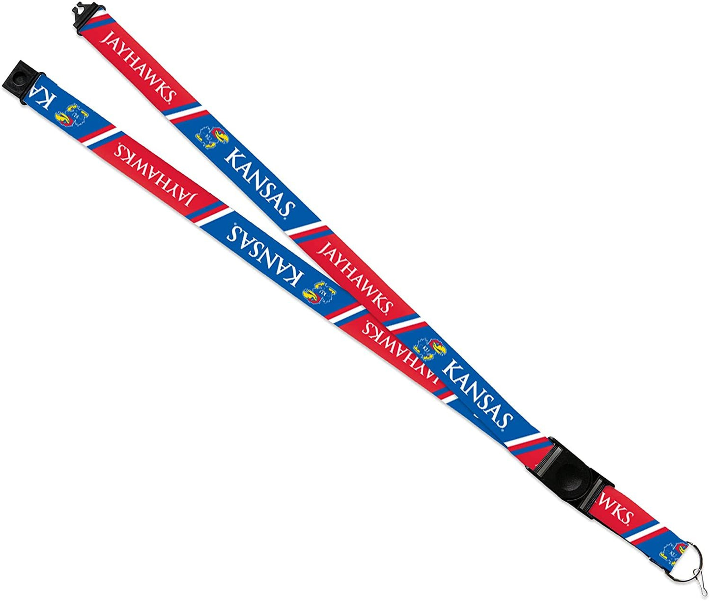 University of Kansas Jayhawks Lanyard Keychain Double Sided 18 Inch Button Clip Safety Breakaway