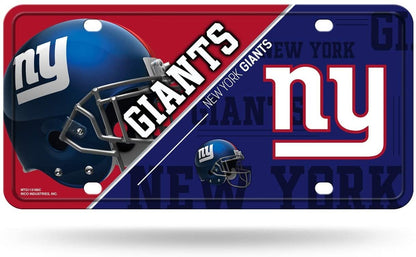 New York Giants Metal Auto Tag License Plate, Split Design, 6x12 Inch