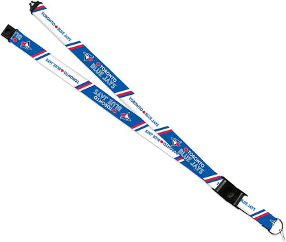 Toronto Blue Jays Lanyard Keychain Double Sided 18 Inch Button Clip Safety Breakaway