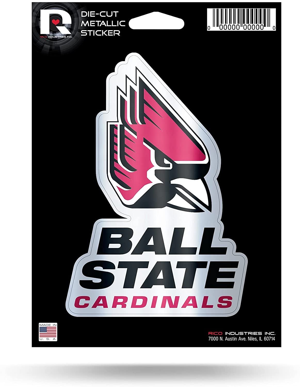 Ball State University Cardinals 5 Inch Sticker Decal Metallic Shimmer Design Flat Vinyl