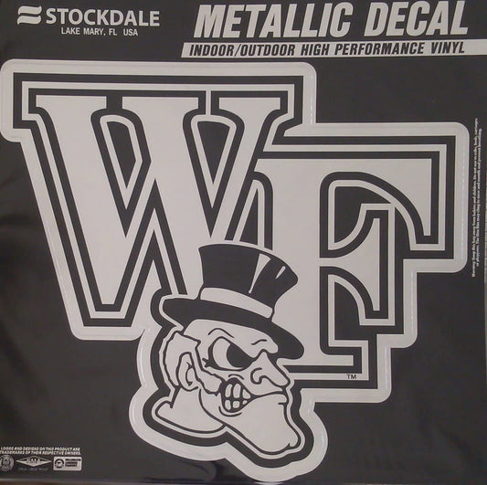 Wake Forest Demon Deacons 6 Inch Decal Sticker, Metallic Chrome Shimmer Design, Vinyl Die Cut, Auto Home