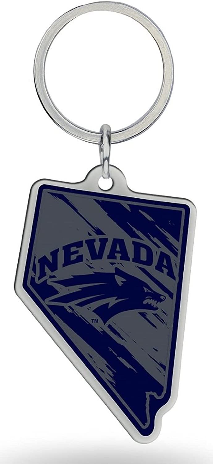University of Nevada Wolf Pack Premium Metal Keychain, State Shaped, Team Color