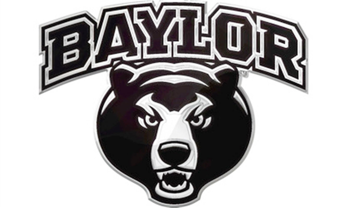 Baylor University Bears Premium Solid Metal Auto Emblem Chrome Raised Adhesive Tape Backing