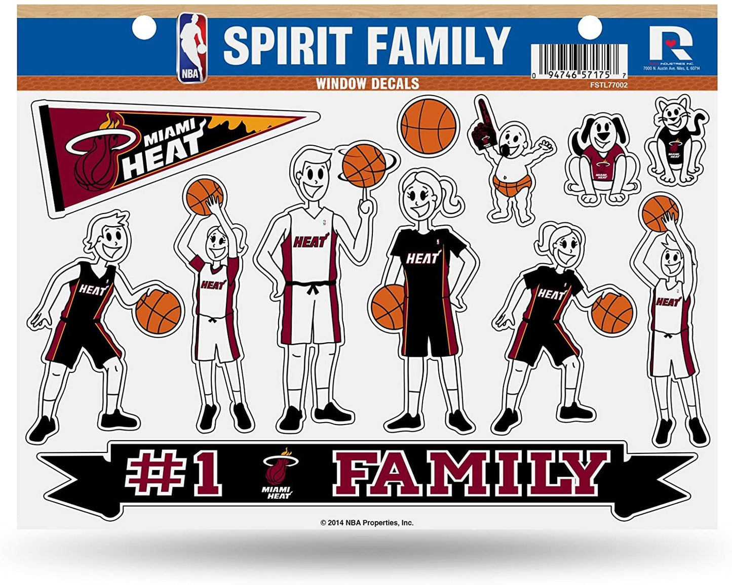 Miami Heat Family Decal Sticker Sheet Set, 8x11 Inch