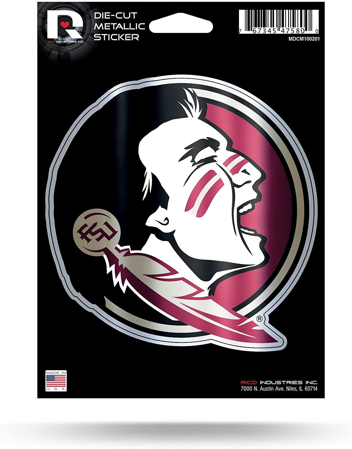 Florida State University Seminoles FSU 5 Inch Die Cut Shimmer Metallic Decal Sticker Flat Vinyl