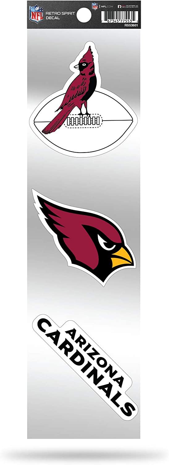 Arizona Cardinals NFL 3-Piece Retro Spirit Decals, Team Color, Size of individual decals will vary