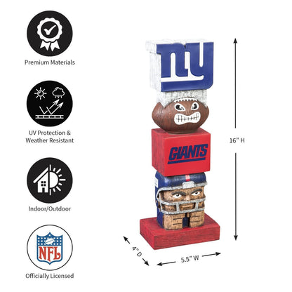 New York Giants Garden Statue, Tiki Totem Style, Logo Design, Outdoor or Indoor Use, 16 Inch Tall, Beautiful Hand Painted Resin Construction