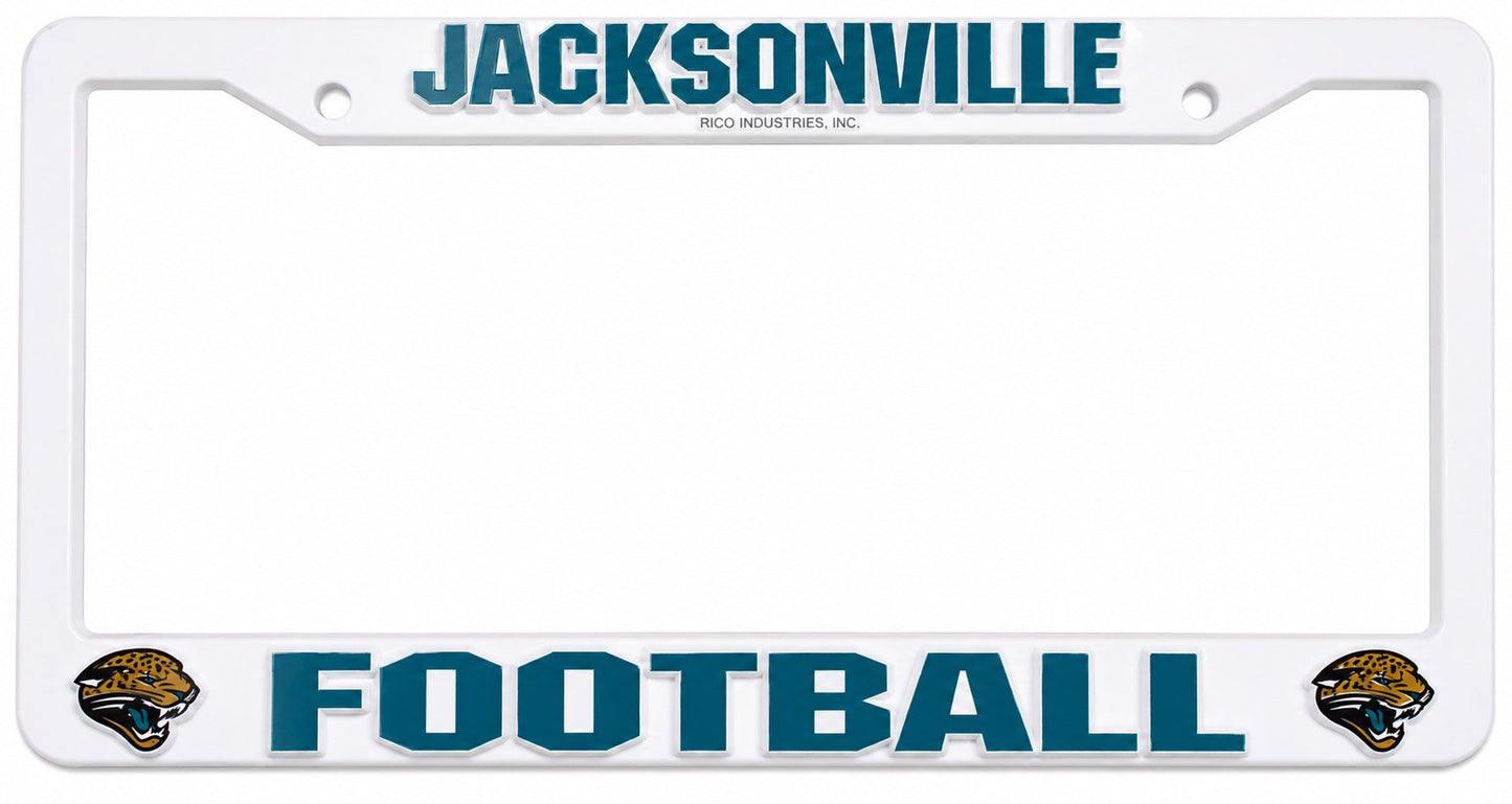 Jacksonville Jaguars License Plate Frame Tag Cover, White Plastic, 12x6 Inch, Officially Licensed