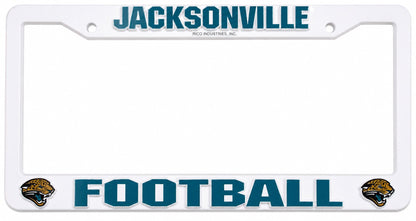 Jacksonville Jaguars License Plate Frame Tag Cover, White Plastic, 12x6 Inch, Officially Licensed